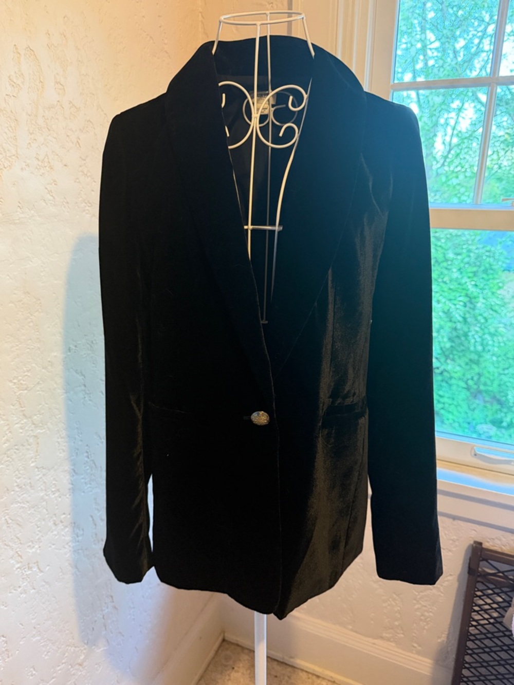 J. Crew Black Velvet Single-Button Blazer